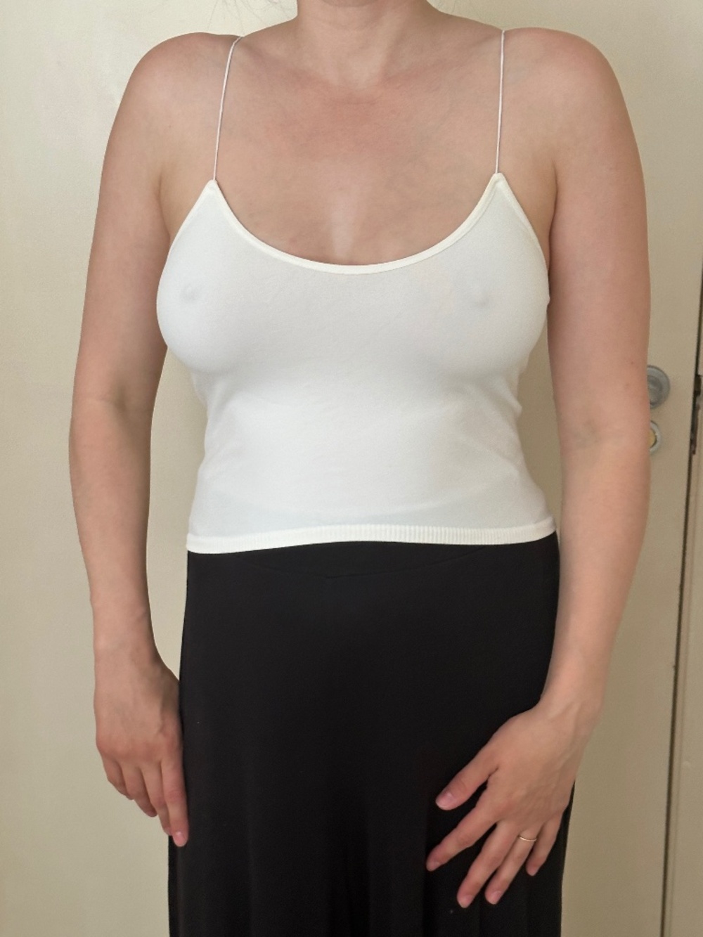 Free People White Small Cropped Tank Top (Size M/L, can also fit size small)